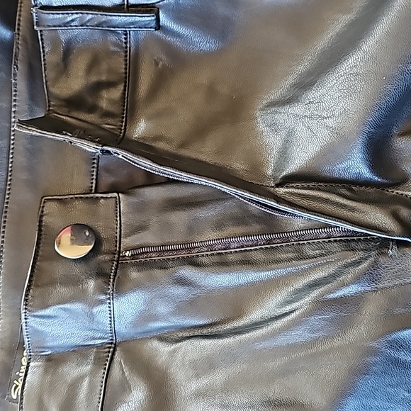 Shinestar black vegan leather pants not worn Size XL washable high rise - Picture 11 of 11